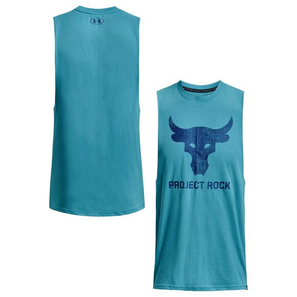 UNDER ARMOUR PROJECT ROCK BRAHMA BULL TANK 1373787-433 GLACIER BLUE/MIRAGE S - Picture 4 of 6